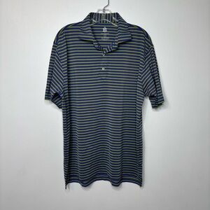 Turtleson Tour Performance Polo Men’s L Purple Green Stripe Golf Shirt